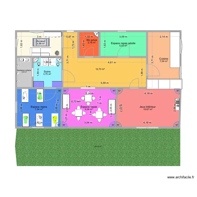 Plan d&rsquo;accueil. Plan de 10  et 66 m²
