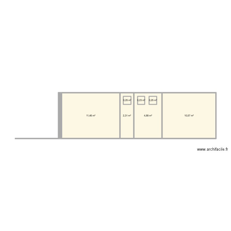 mur nord. Plan de 7 pièces et 31 m2