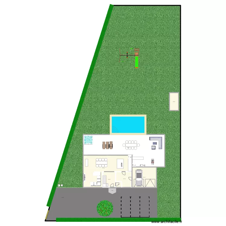 maison RDC. Plan de 7  et 251 m²
