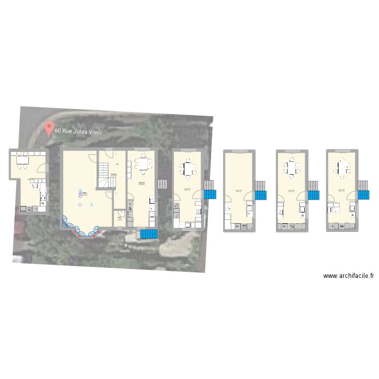 Cuisine Juin 2025. Plan de 10 pièces et 182 m2