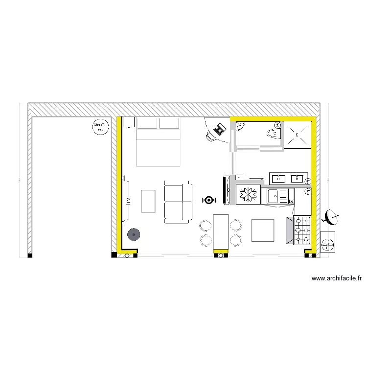 Transformation d'un garage en habitation (Plan RDC). Plan de 