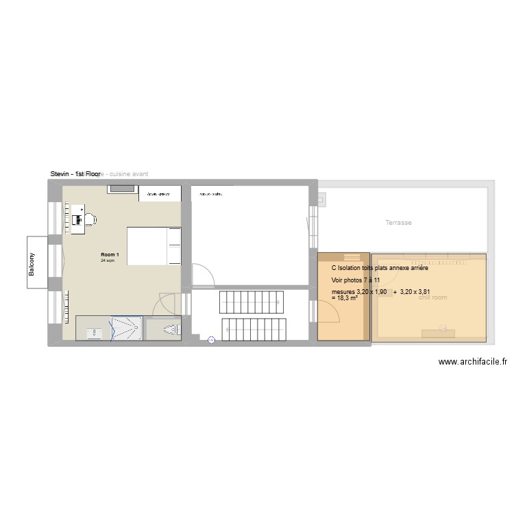 STEVIN B  version house map. Plan de 24 pièces et 272 m2