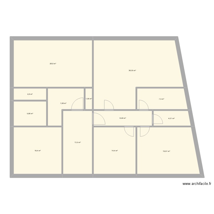 Projet 4. Plan de 13 pièces et 162 m2