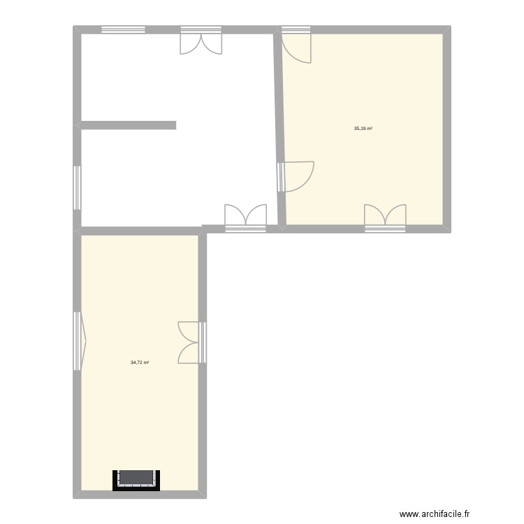 ugecam. Plan de 2 pièces et 70 m2