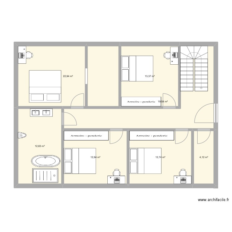 Plan Colbert 2. Plan de 7 pièces et 98 m2