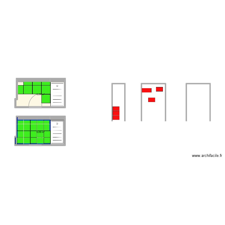 SDB 3. Plan de 2 pièces et 10 m2