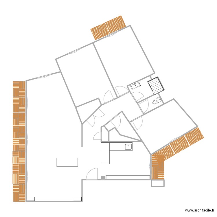 APPART 1. Plan de 2 pièces et 1 m2