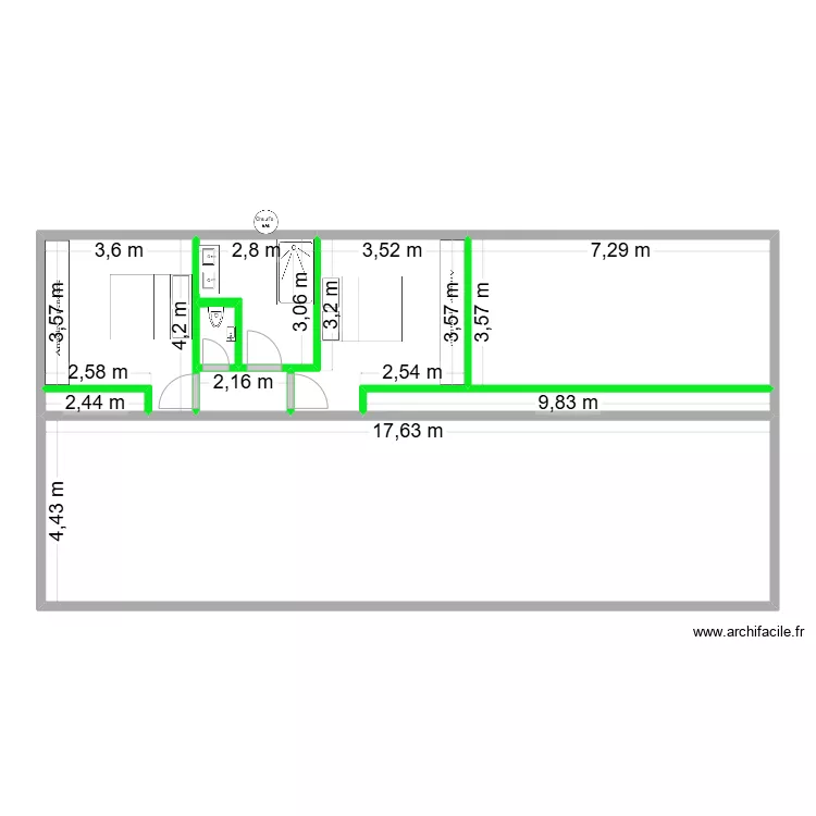 espace pour handi. Plan de 