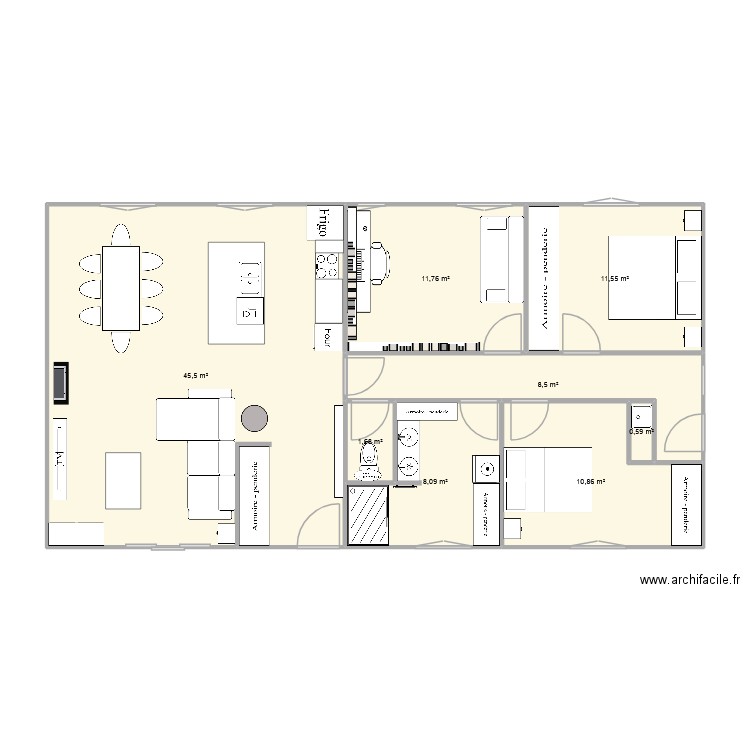 Plan 19. Plan de 8 pièces et 99 m2