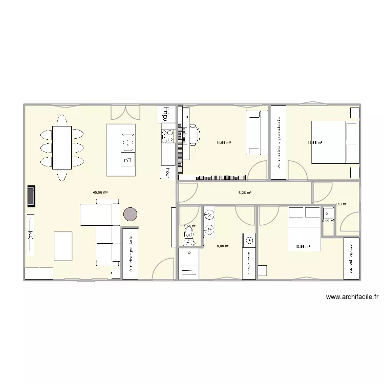 Plan 19. Plan de 9 pièces et 98 m²