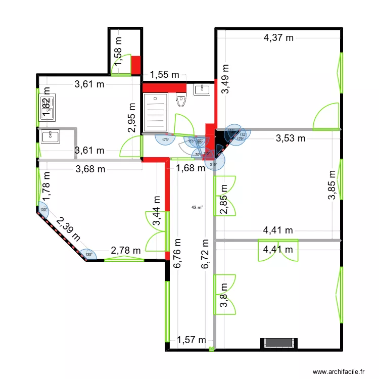 Plan Initial pour Ing&eacute;nieur Structure. Plan de 6  et 88 m²