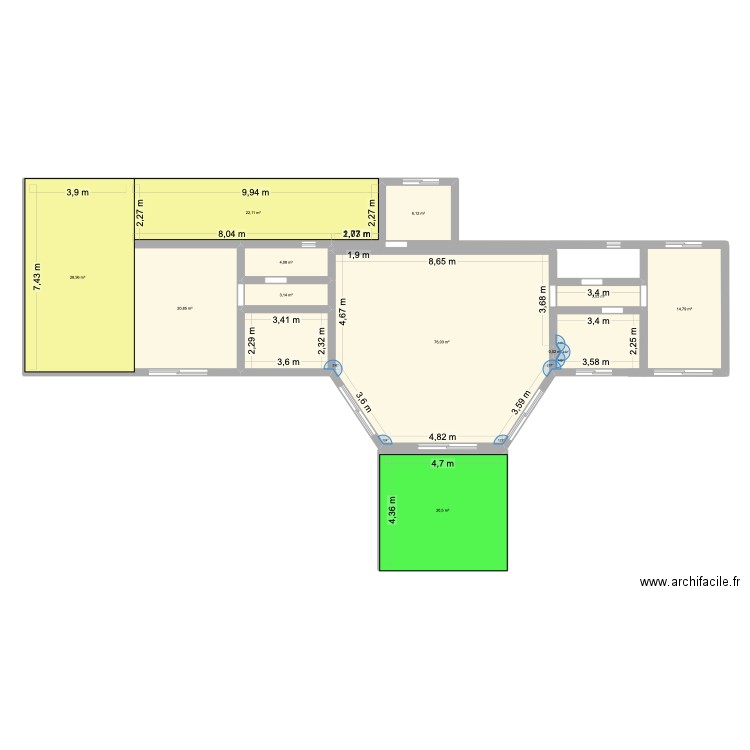 FARE ORA FARIIPITI. Plan de 11 pièces et 200 m2