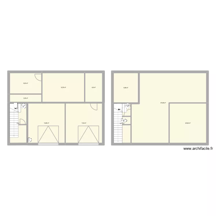 RDC maison. Plan de 11  et 172 m²