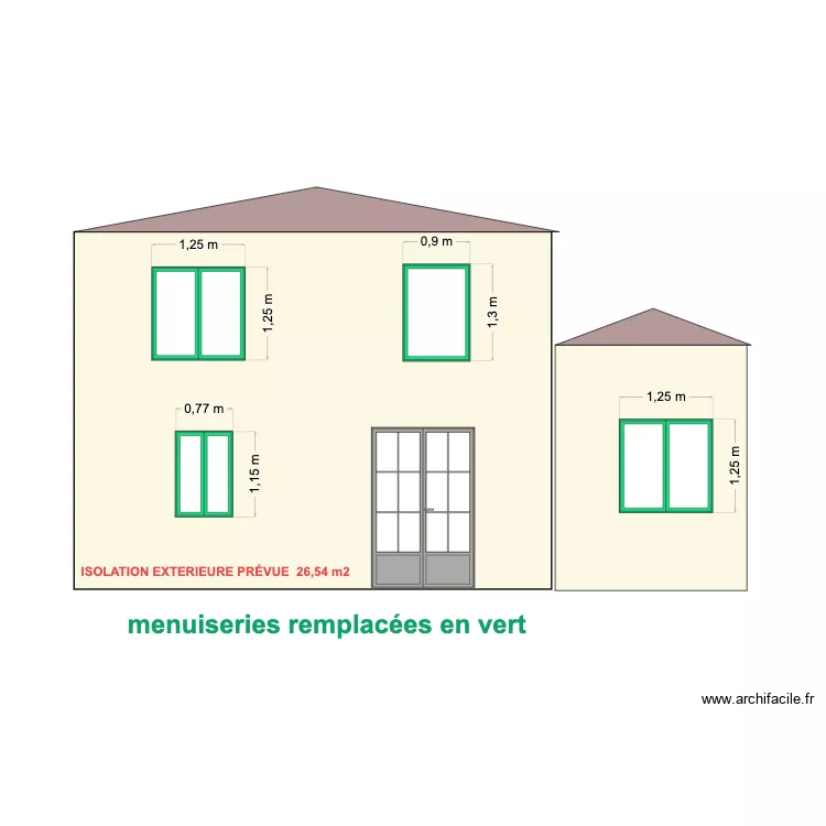 KADDAR KARIMA   FACADE EST  MENUISERIES + ISOLATION EXT. Plan de 