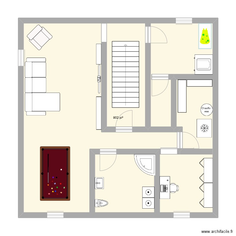 Sous-Sol aménager. Plan de 1 pièce et 84 m2