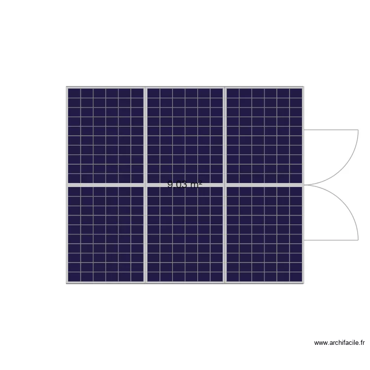 plan panneaux solaires. Plan de 1  et 9 m²