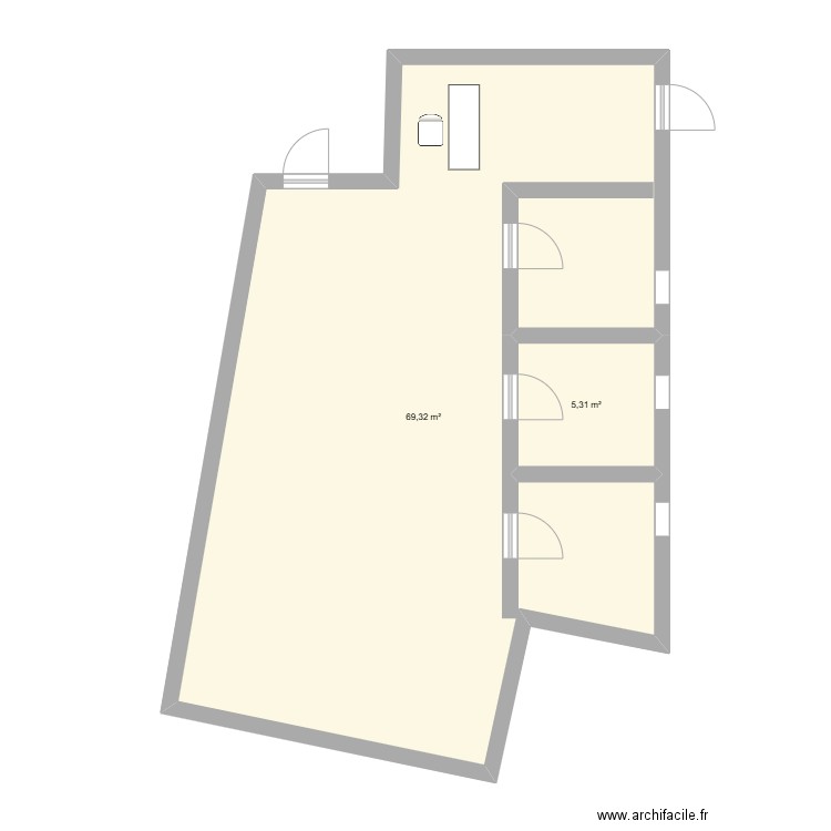 SALLE DE FITNESS. Plan de 2 pièces et 75 m2