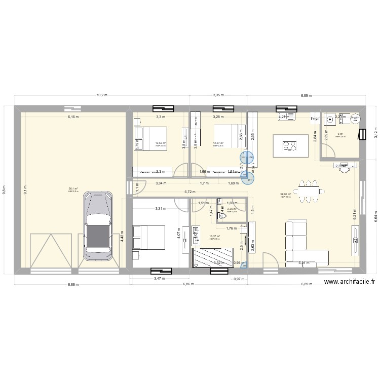 Mrpoons. Plan de 7 pièces et 160 m2