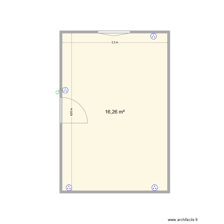 chambre 3. Plan de 1 pièce et 16 m2