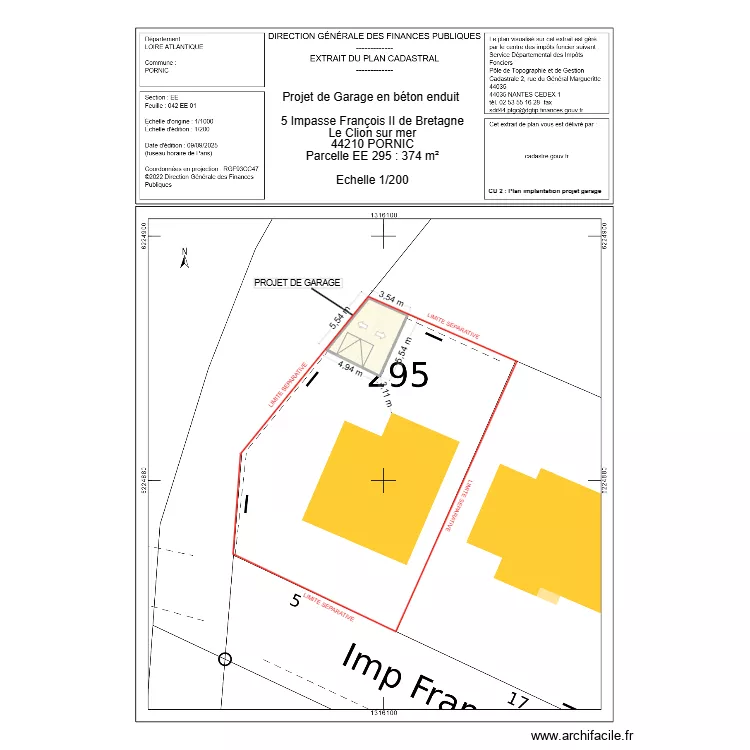 CU 2: Implantation garage. Plan de 