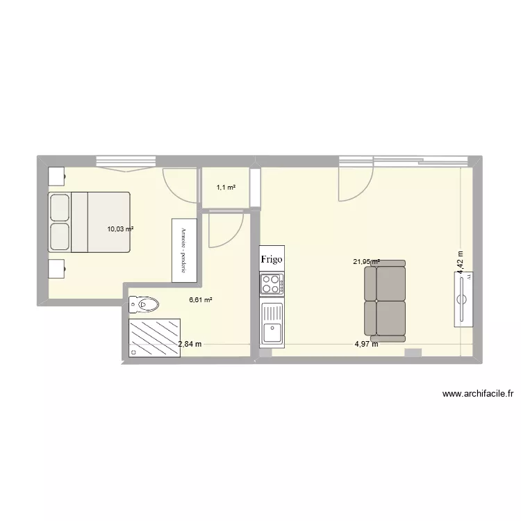 T2 Eaunes 3. Plan de 4 Pièces et 40 m²