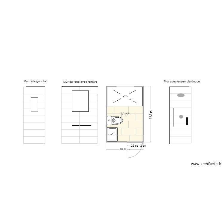 3330-V2-PLOMBERIE. Plan de 1 pièce et 4 m2