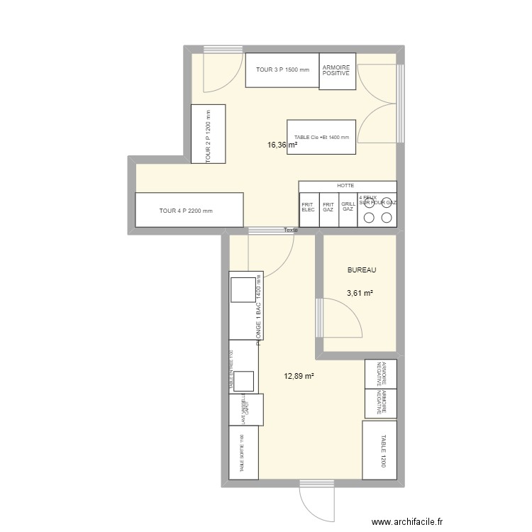 TENNIS CLUB ROUBAIX CUISINE. Plan de 3 pièces et 33 m2