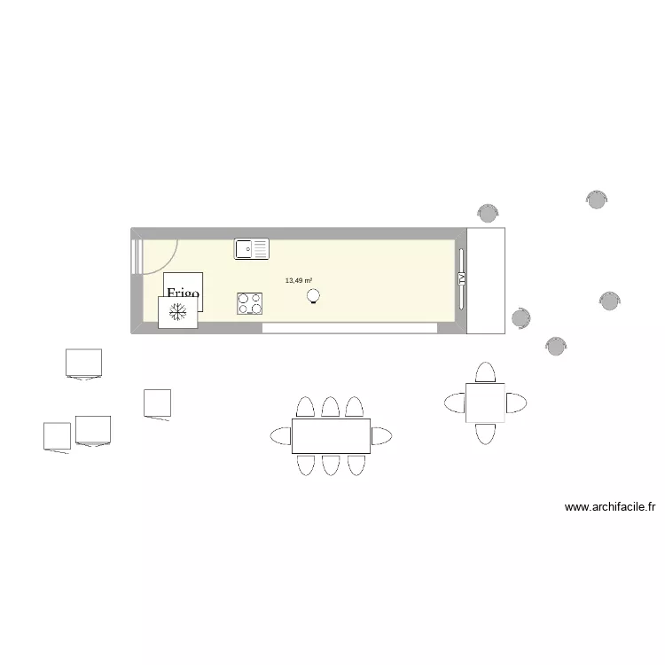 Cantine. Plan de 1 et 13 m² Cantine. Plan de 1 et 13 m²