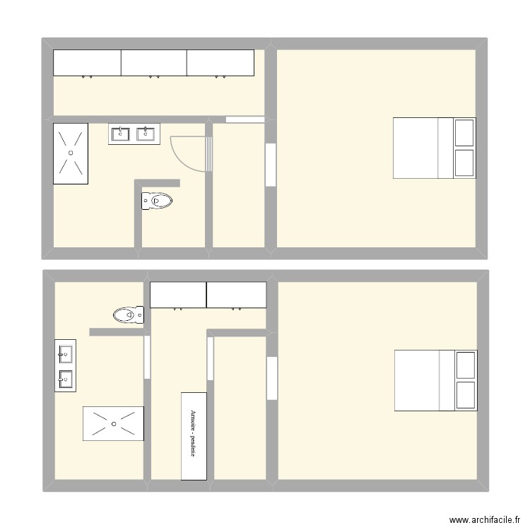 2eme etage VEUVEY. Plan de 8 pièces et 82 m2