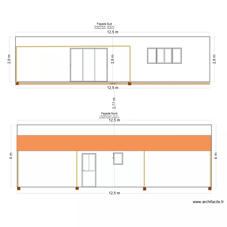 Façades maison. Plan de Façades maison. Plan de