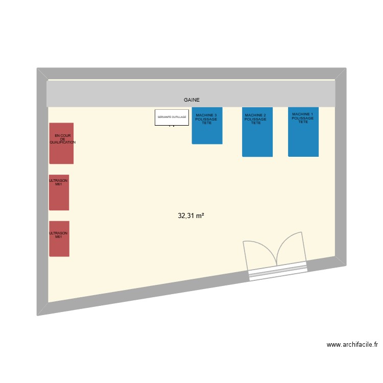 SALE DE POLISSAGE. Plan de 1 pièce et 32 m2