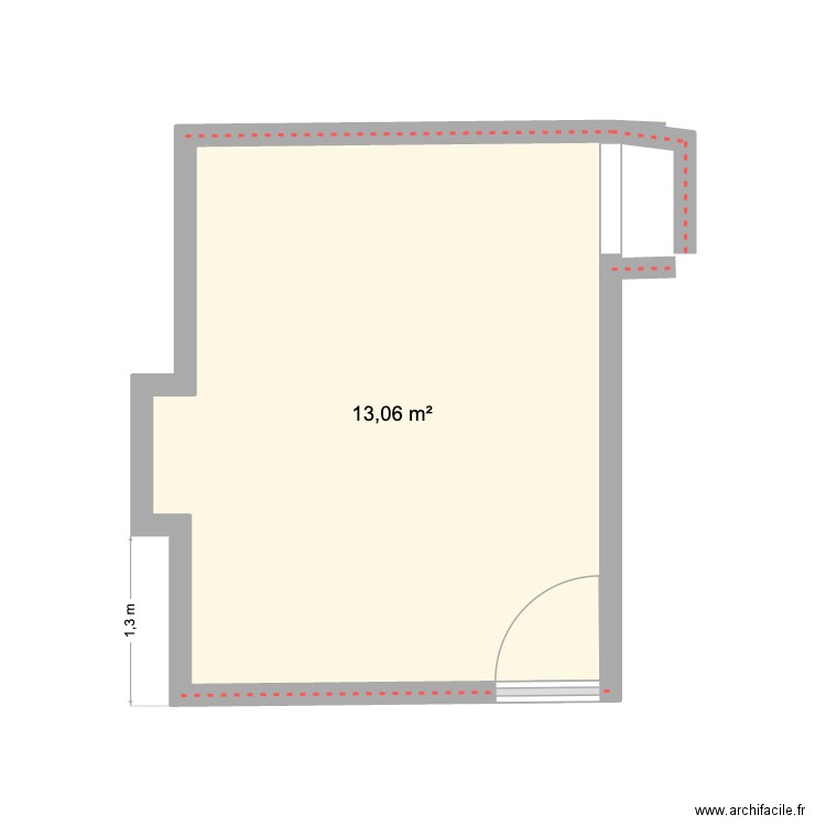 souillarde Beauregard bis. Plan de 1 pièce et 13 m2