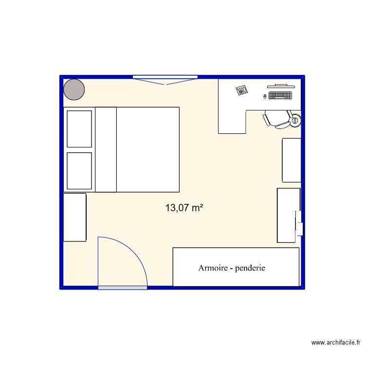 clem original. Plan de 1 pièce et 13 m2