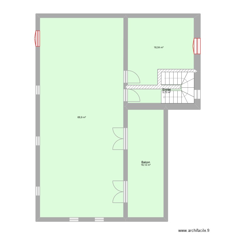 CRAPONNE DERNIER ETAGE SAD. Plan de 4 pièces et 107 m2