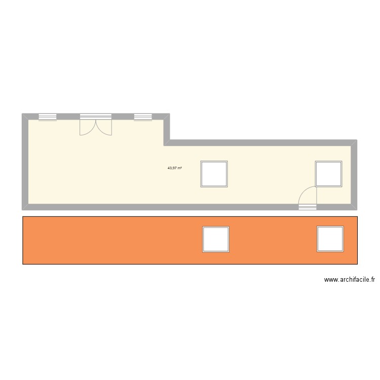 chantier quevaucamps. Plan de 1 pièce et 44 m2