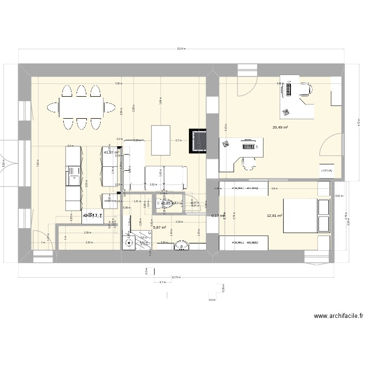 121. Plan de 6 pièces et 82 m2