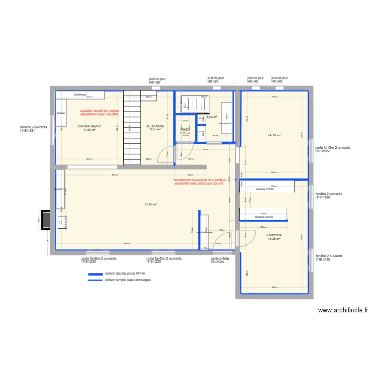 idees amenagement mobilier - maison PAU RDC 23/03. Plan de 12 pièces et 101 m2