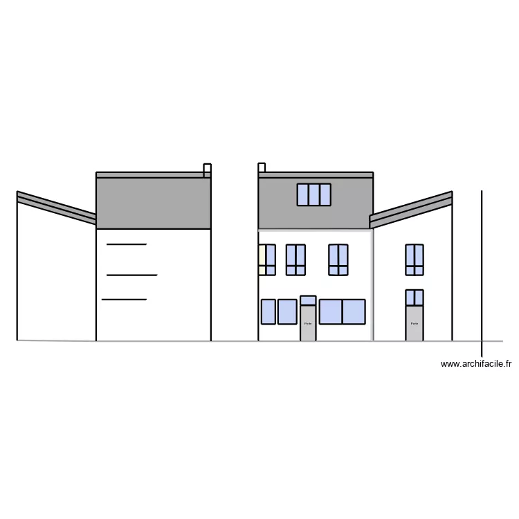 Fa&ccedil;ade2. Plan de 40  et 185 m²