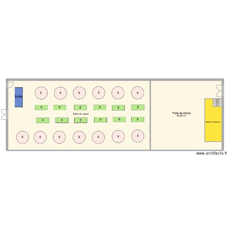 salle Deydier. Plan de 9 pièces et 292 m2
