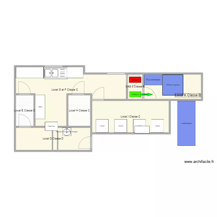 Salle Blanche Reprobiol Ouffet flux entrée matériel. Plan de Salle Blanche Reprobiol Ouffet flux entrée matériel. Plan de