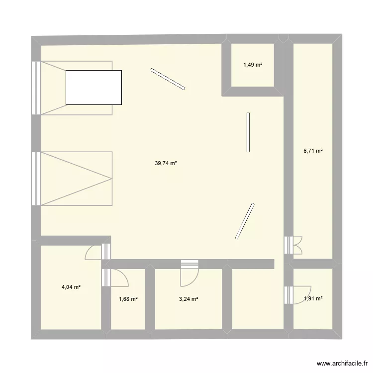 garage feu vert. Plan de 7  et 59 m²