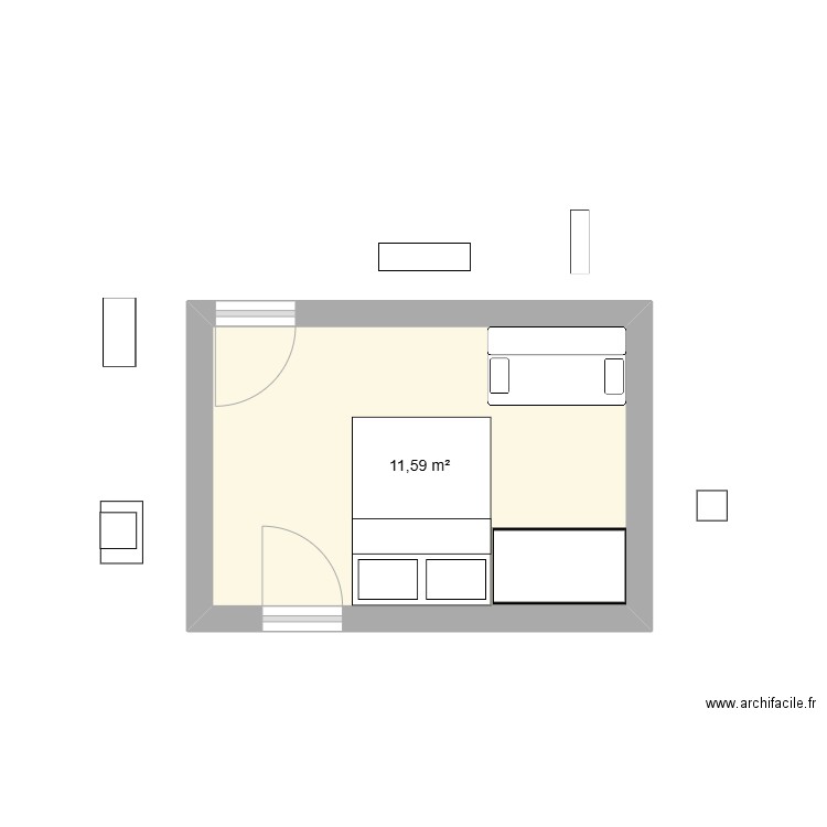 champre new house. Plan de 1 pièce et 12 m2