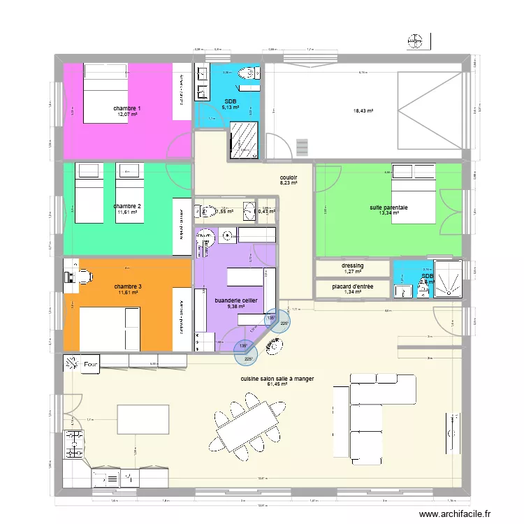 plan 7. Plan de 14  et 158 m²