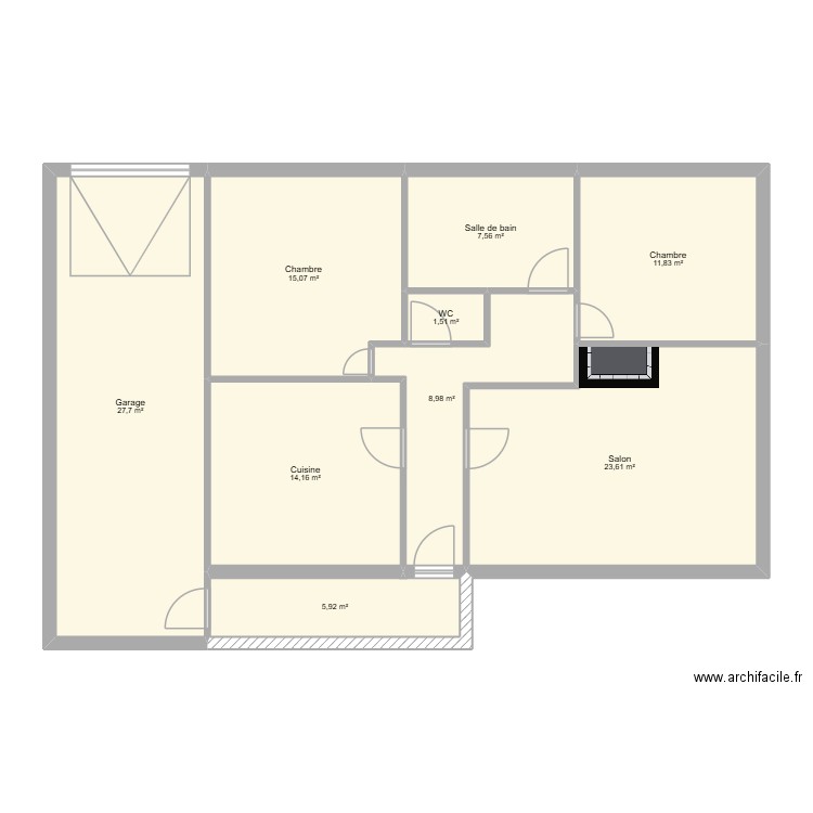 BARRET. Plan de 9 pièces et 116 m2