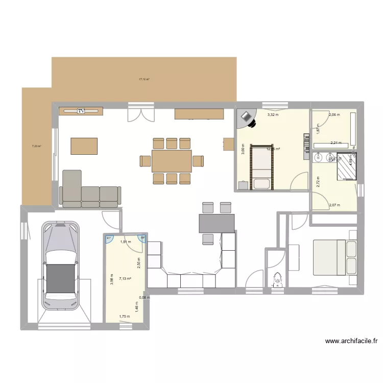 villefranche D4ALBIGEOIS. Plan de 3 Pièces et 29 m²