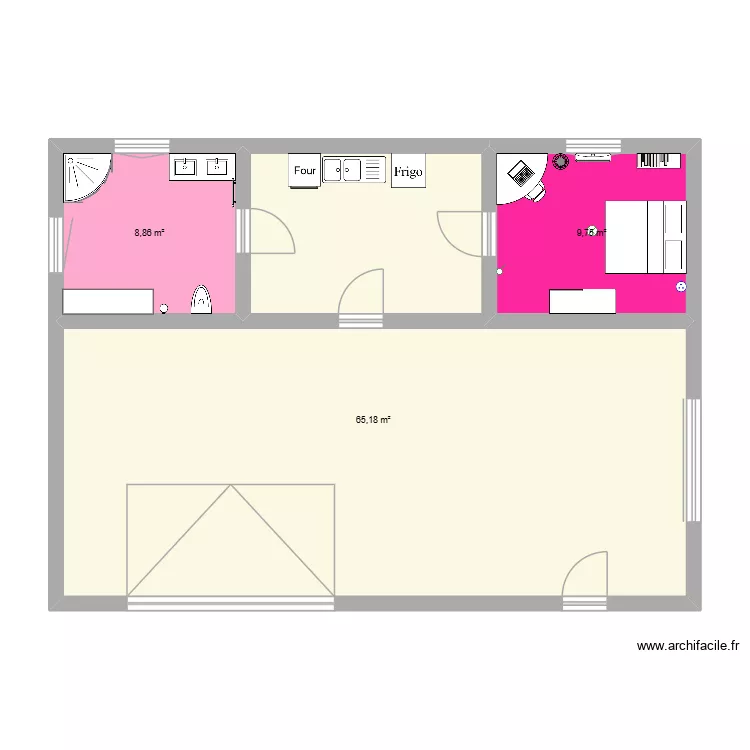 mange tes mort. Plan de 3  et 84 m²