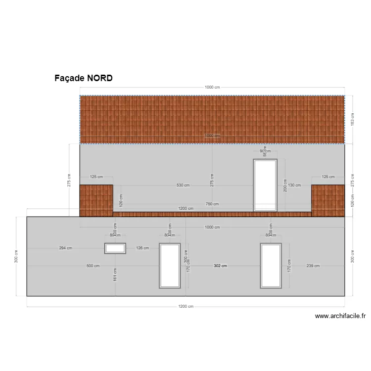 fa&ccedil;ade nord. Plan de 