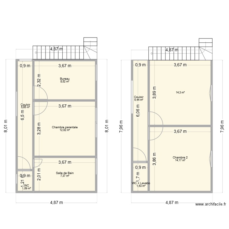 Plan MAISON LA LANDE avec restant maison. Plan de 9 pièces et 70 m2