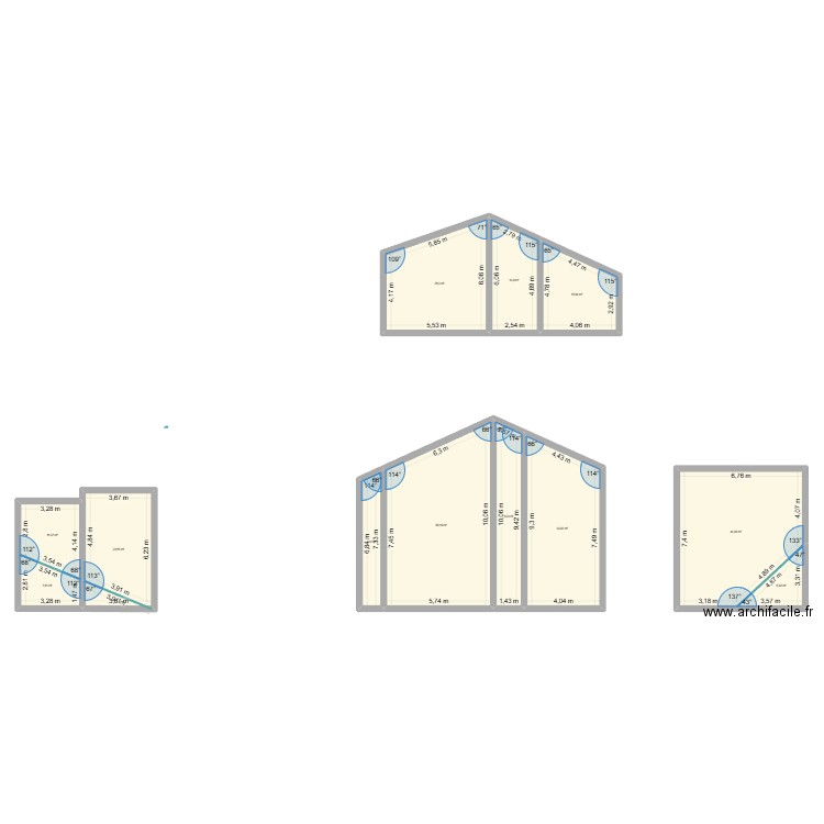 bat 10. Plan de 12 pièces et 255 m2