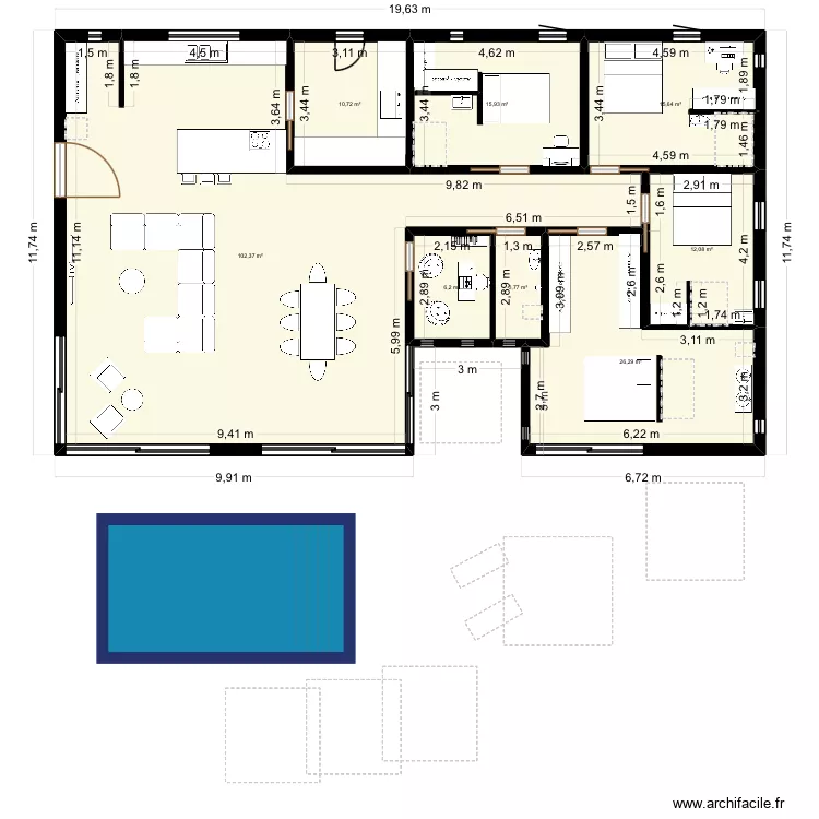 Maison jade. Plan de 